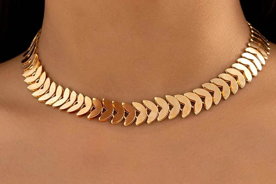 Gold Petal Choker Necklace