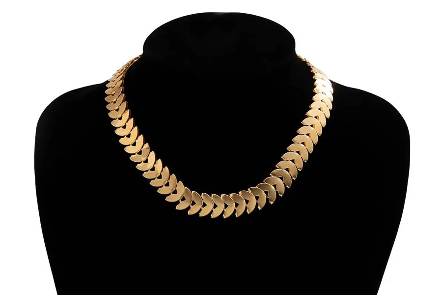 Gold Petal Choker Necklace: